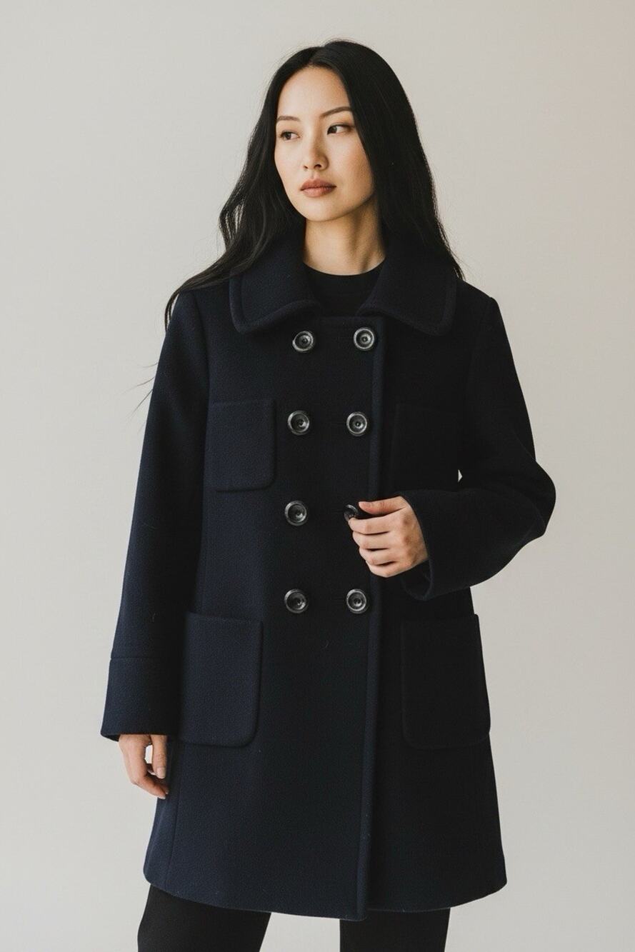 Vintage J Crew Pea Coat Womens 6 Black 80% Wool NYC Wealthy Lined Jacket